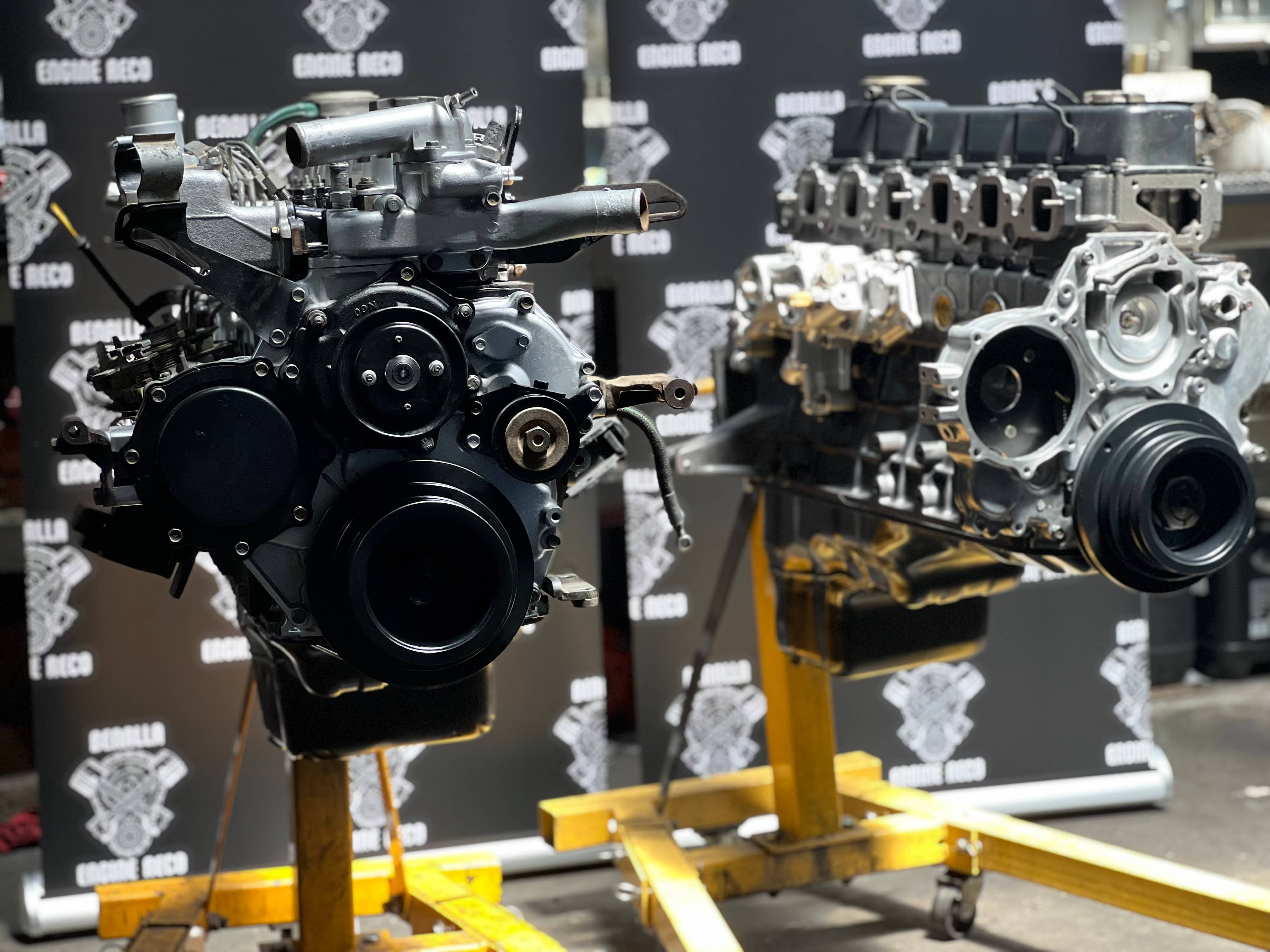 Engines on stands at the Benalla Engine Reco workshop
